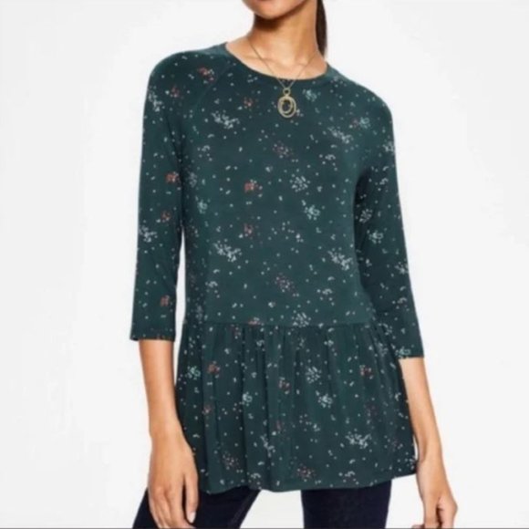 Boden Tops - Boden Katrina Jersey Knit Tunic Top Polka dot Teal Peplum Large J0259